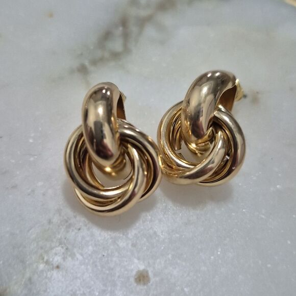💲6️⃣ Bundled ✔️Dual Wrap Circular Hoop Earrings Gold Alloy Small Gifts for Her - Picture 1 of 7